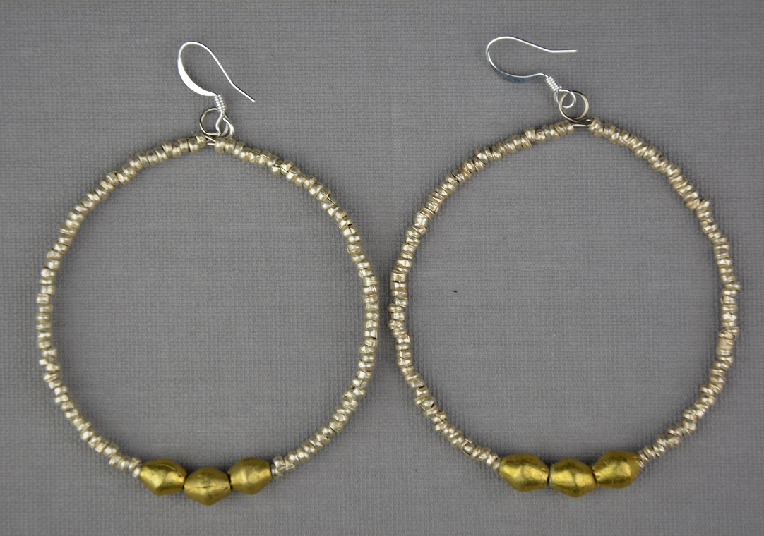 Boucles d'oreilles éthiopiennes en laiton & plaqué argent