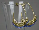Boucles d'oreilles éthiopiennes Konjit Bleu en laiton et perles de verre entièrement faites à la main