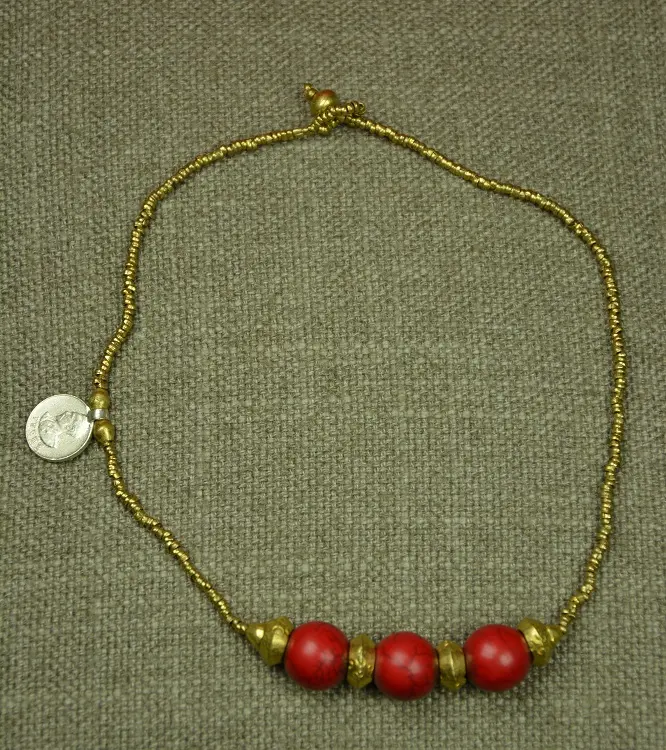 collier éthiopien Abyssinia Negus Carmin entièrement fait à la main en laiton recyclé plaqué argent