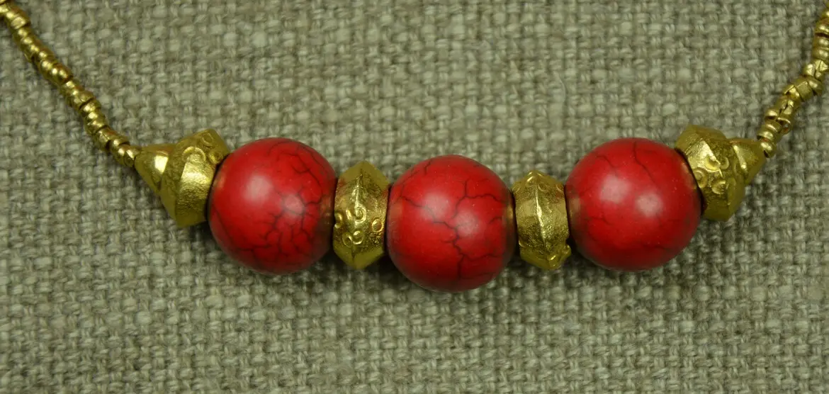 collier éthiopien Abyssinia Negus Carmin entièrement fait à la main en laiton recyclé plaqué argent