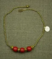 Collier éthiopien en laiton & plaqué argent Abyssinia Negus Carmin entièrement fait à la main