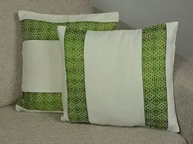 Housse de coussin Tribu Vert 2 en coton éthiopien filé à la main