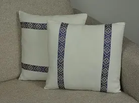 Housse de coussin Tribu Bleu en coton éthiopien filé à la main