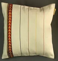 Housses de coussins équitable Cubic Rouge Café 2 en coton éthiopien filé et tissées à la main