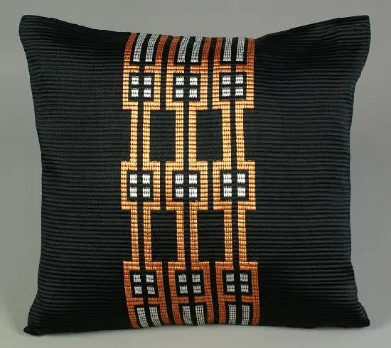 Housse de coussin Ethnique noir en coton éthiopien filé à la main et rayonne
