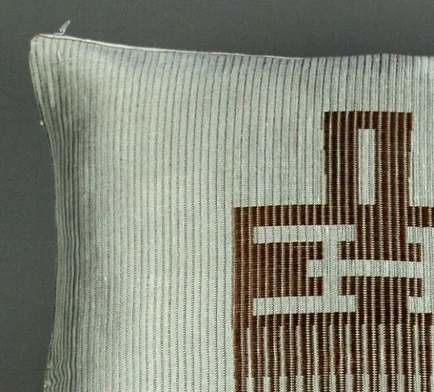 Housse de coussin Ethnique Peigne en coton éthiopien filé à la main et rayonne