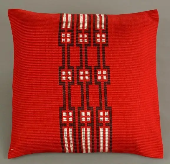 Housse de coussin Ethnique rouge en coton éthiopien filé à la main et rayonne