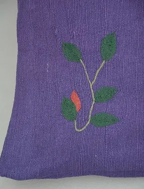 Housse de coussin Rameau Iris en coton éthiopien filé, tissée et brodée à la main