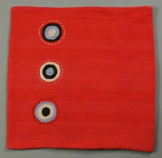 Housse de coussin Sphère Rouge en coton éthiopien filé, tissée et brodée à la main