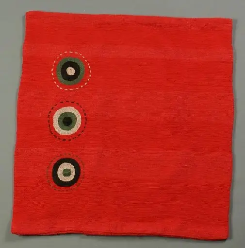 Housse de coussin Sphère Rouge en coton éthiopien filé, tissée et brodée à la main