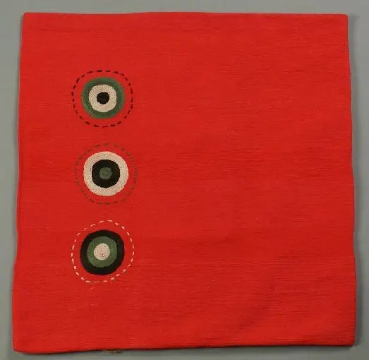 Housse de coussin Sphère Rouge en coton éthiopien filé, tissée et brodée à la main