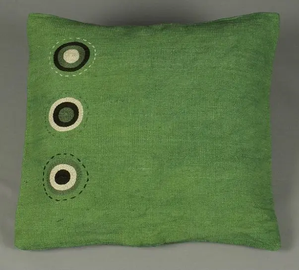 Housse de coussin Sphère Vert en coton éthiopien filé, tissée et brodée à la main