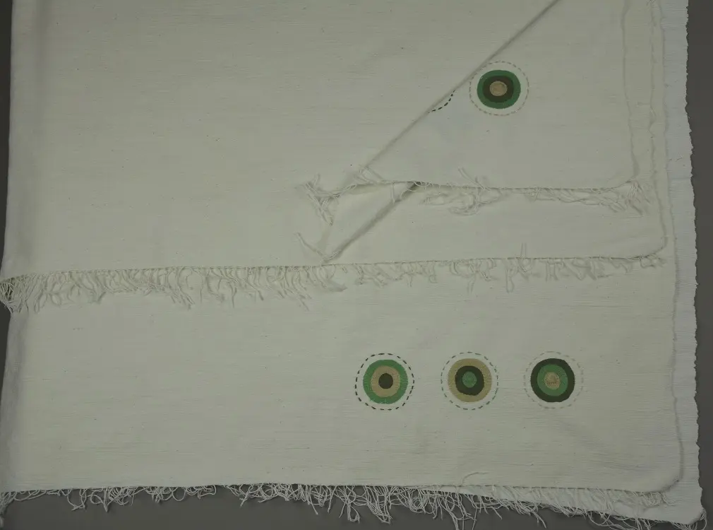 Jeté de canapé, couvre lit Ecru fait main en coton éthiopien