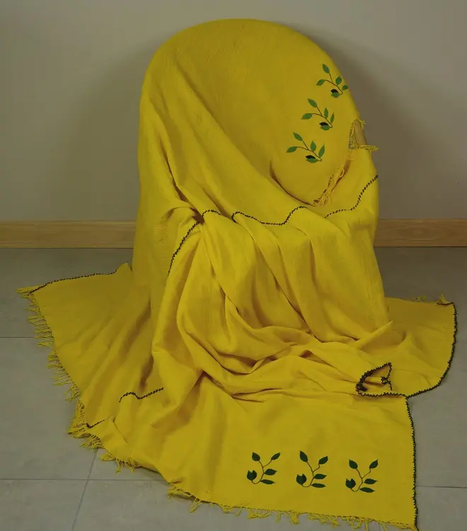 Jeté de canapé, couvre lit Rameau Banane fait main en coton éthiopien