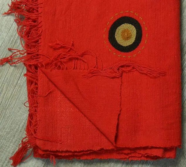 Jeté de canapé, couvre lit Rouge fait main en coton éthiopien