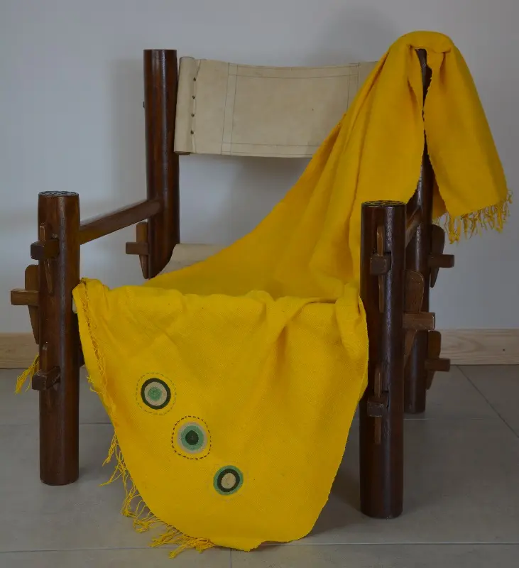 Jeté de canapé, couvre lit Sphère Bouton d'Or fait main en coton éthiopien
