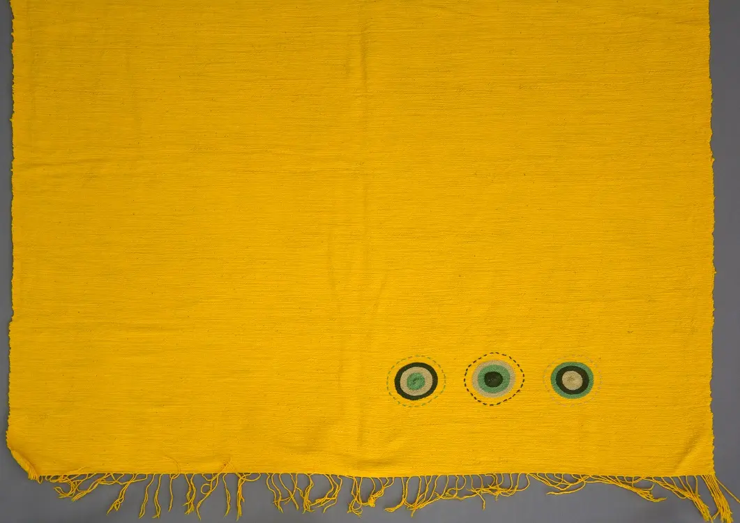 Jeté de canapé, couvre lit Sphère Bouton d'Or fait main en coton éthiopien