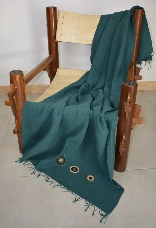 Jeté de canapé, couvre lit Sphère Epinard fait main en coton éthiopien