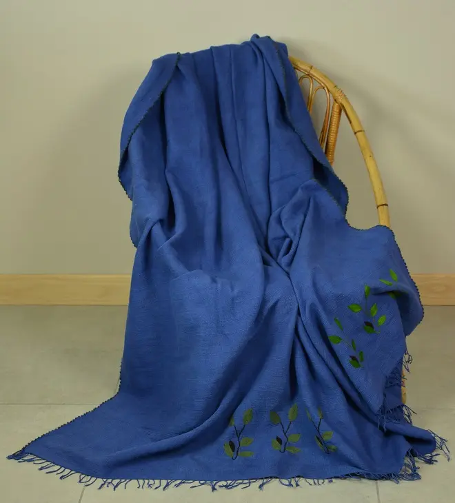 Jeté de canapé, couvre lit Rameau Bleu fait main en coton éthiopien