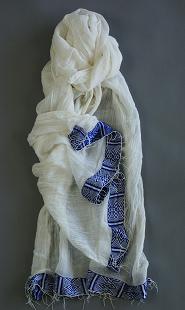 Echarpe artisanale Shirib Bleu
