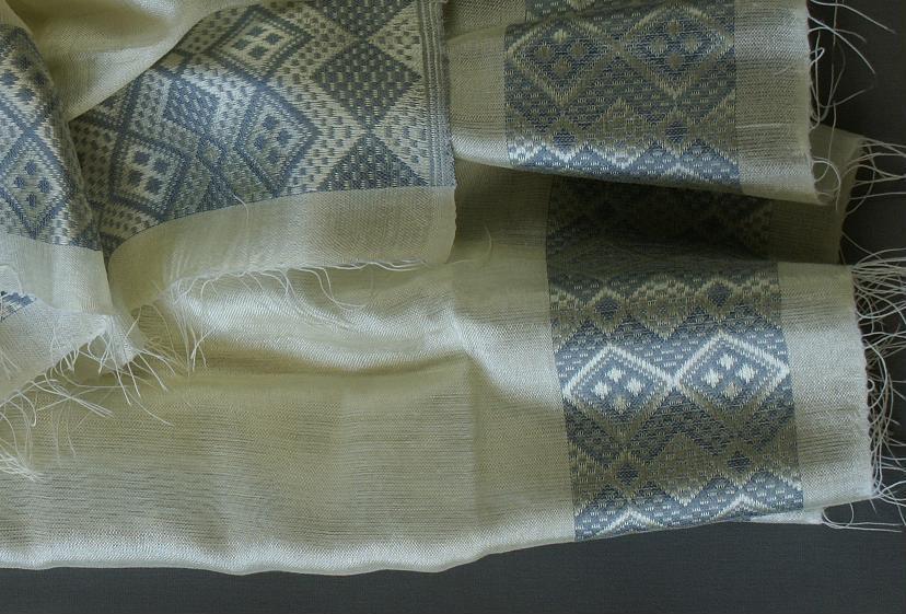 Echarpe equitable ethiopienne Ecru gris