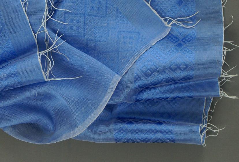 Très Belle écharpe ethiopienne équitable bleue en coton éthiopien et rayonne.