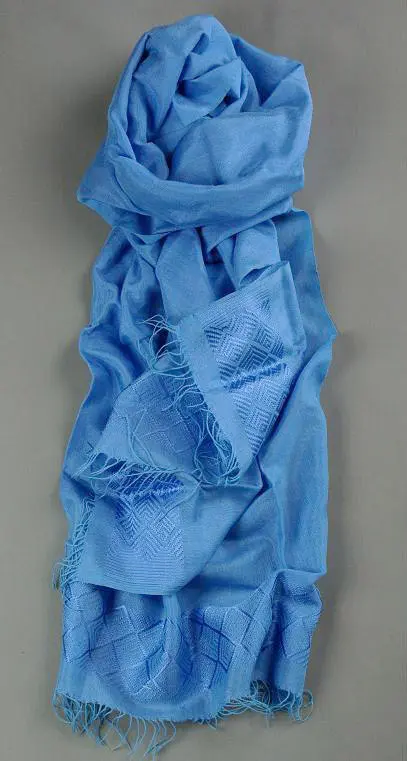 Echarpe africaine bleue en Rayonne & Polyester tissée à la main