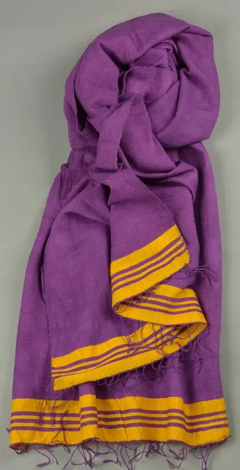 Echarpe artisanale pourpre safran en coton éthiopien filé à la main