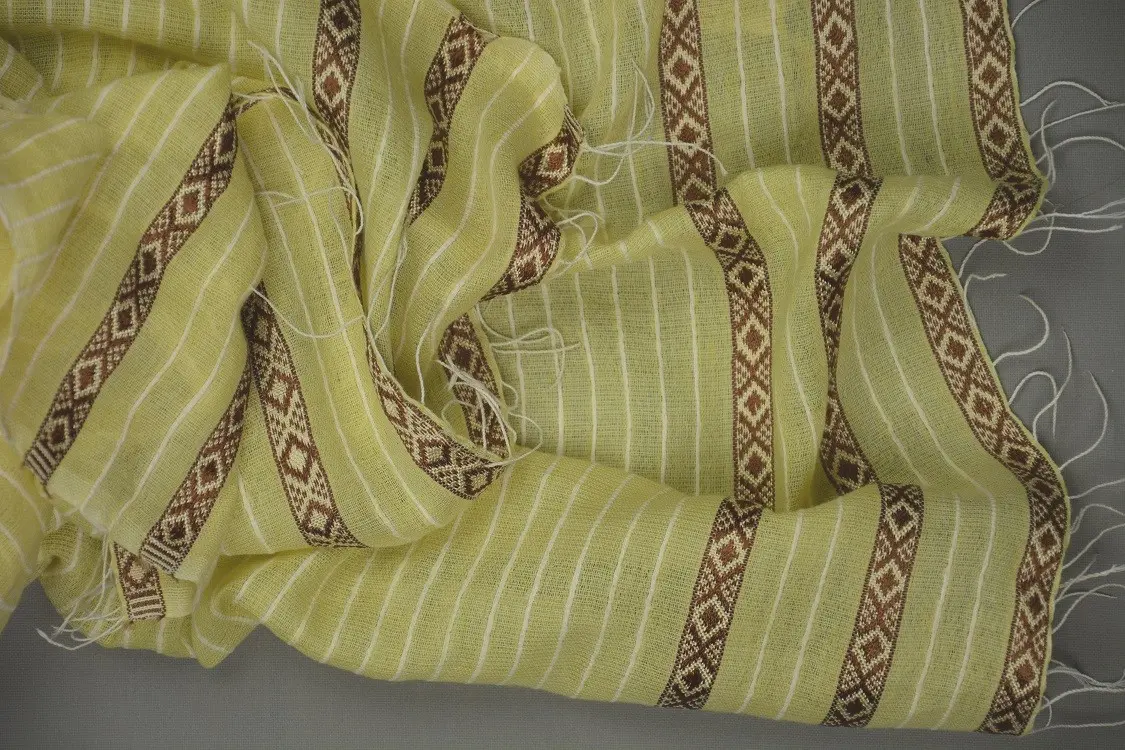 Echarpe équitable shirib vanille en coton éthiopien filé à la main et rayonne