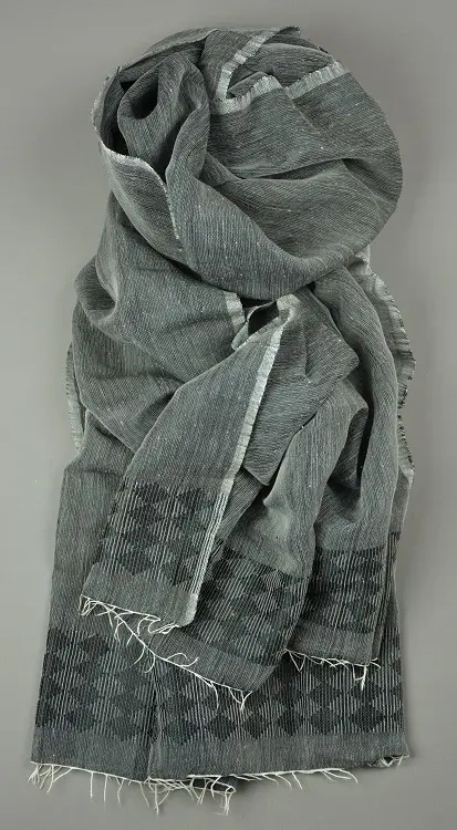 Echarpe équitable éthiopienne en coton éthiopien et rayonne: Gris Anthracite