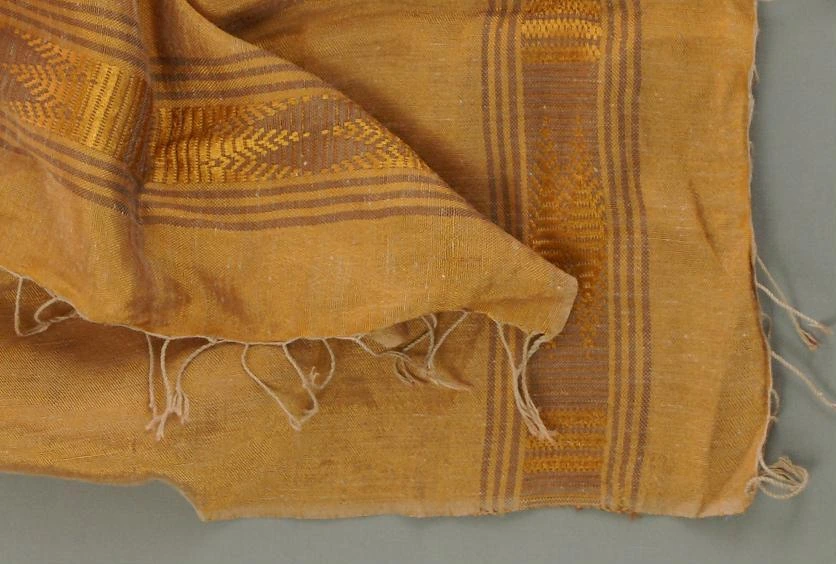 Echarpe africaine châtain en coton éthiopien & rayonne tissée à la main