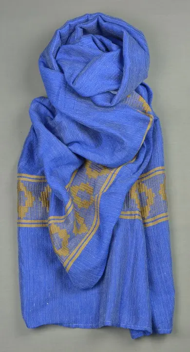Echarpe éthiopienne équitable azur en polyester tissée à la main