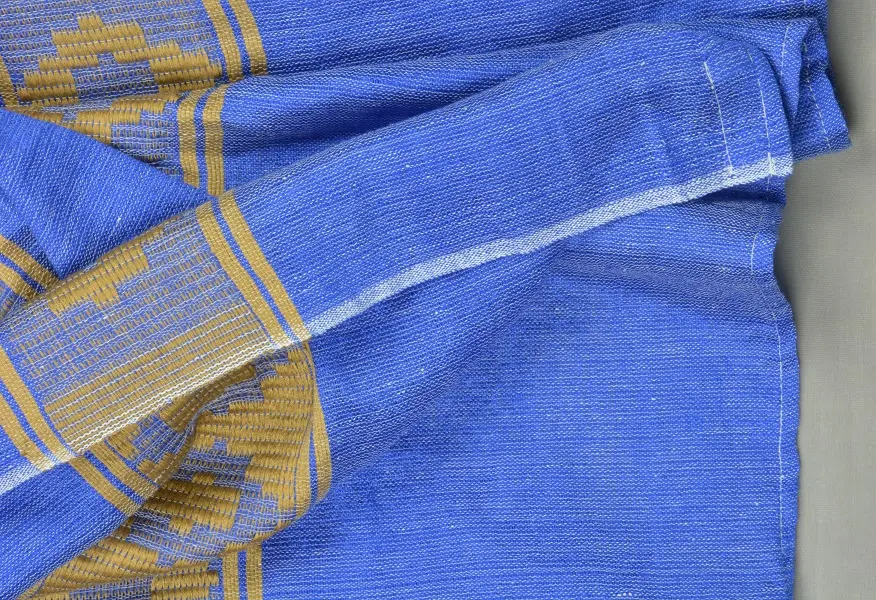 Echarpe éthiopienne équitable azur en polyester tissée à la main