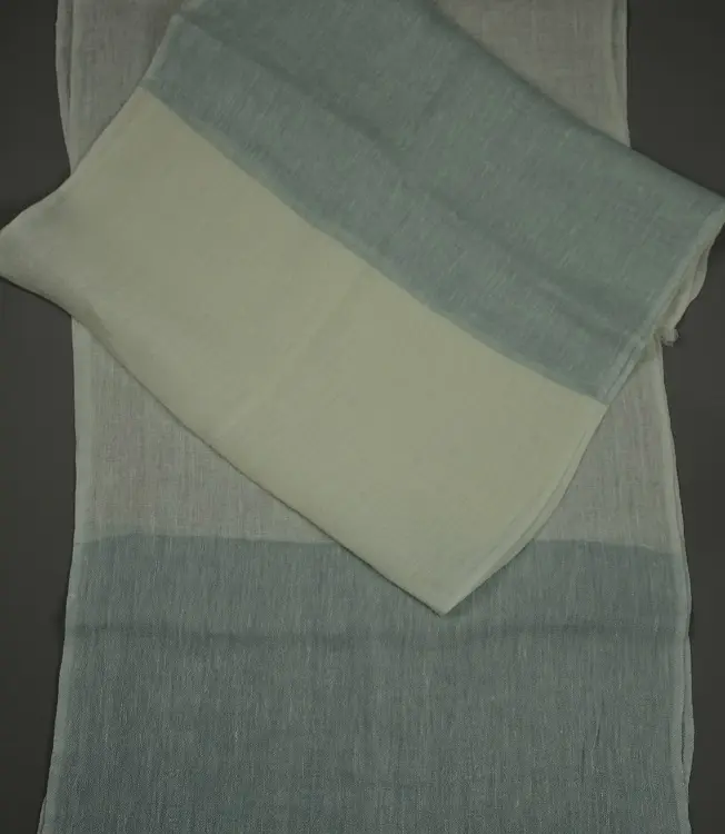 Echarpe éthiopienne équitable bleu céleste en lin tissée à la main