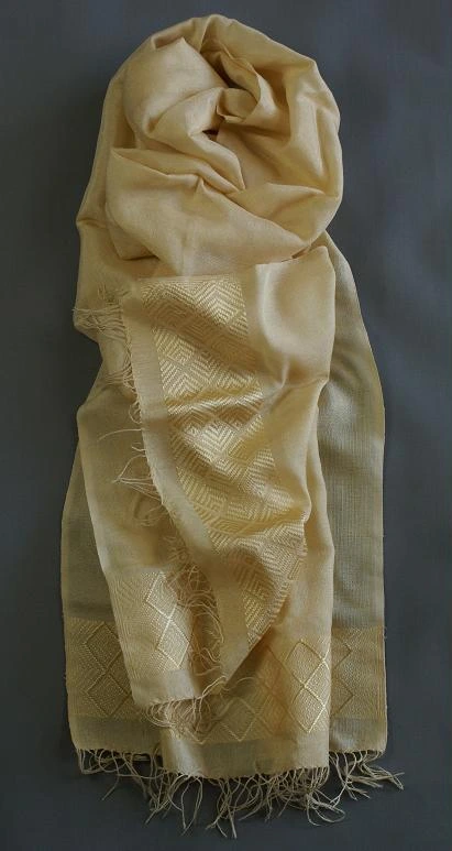 Echarpe africaine doré en Rayonne & Polyester tissée à la main