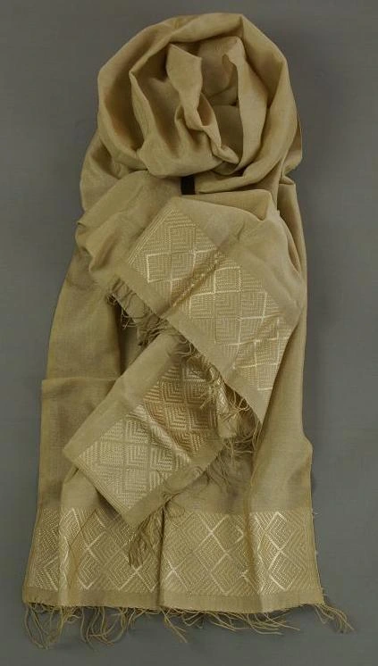 Echarpe ethiopienne Marron Doré en rayonne et polyester tissée à la main