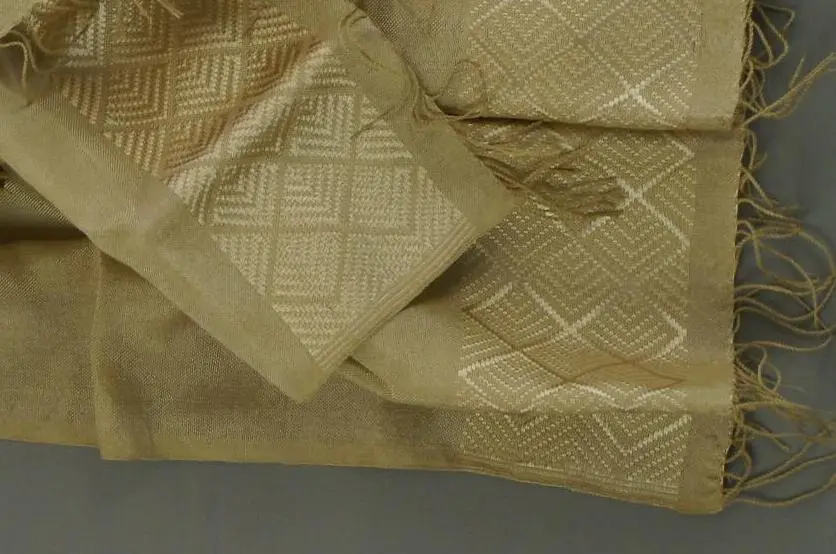 Echarpe ethiopienne Marron Doré en rayonne et polyester tissée à la main