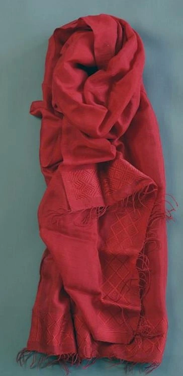 Echarpe africaine rouge en Rayonne & Polyester tissée à la main
