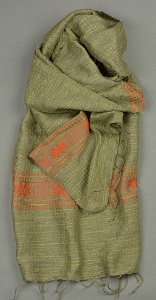 Echarpe artisanale éthiopienne en polyester tissée à la main: Arada Tangerine