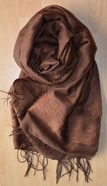 Echarpe ethiopienne cacao en rayonne & Polyester tissée à la main