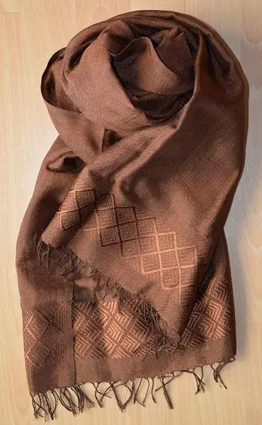 Echarpe ethiopienne cacao en rayonne & Polyester tissée à la main