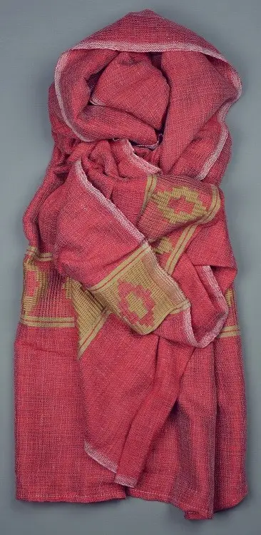 Echarpe éthiopienne carmin en polyester et tissée à la main