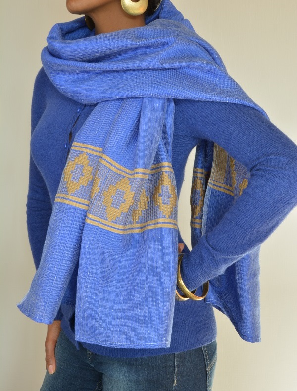 Echarpe éthiopienne en polyester tissée à la main