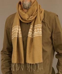 Echarpe éthiopienne artisanale en polyester tissée à la main: Arada Tabac