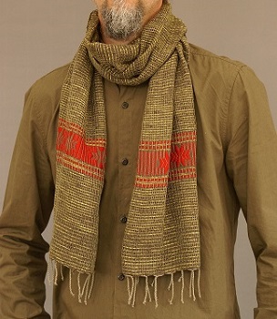 Echarpe artisanale éthiopienne en polyester tissée à la main: Arada Ecarlate