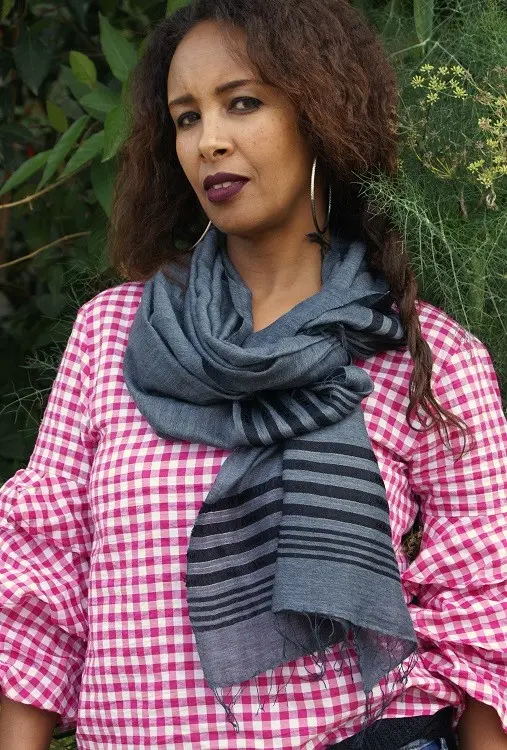 Echarpe ethiopienne Ardoise en coton éthiopien et rayonne