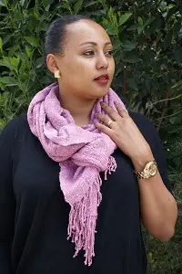 Echarpe éthiopienne équitable Complexe Parme 100 % soie sauvage bio filée et tissée à la main