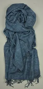 Echarpe éthiopienne équitable Complexe Saphir 100 % soie sauvage bio filée et tissée à la main