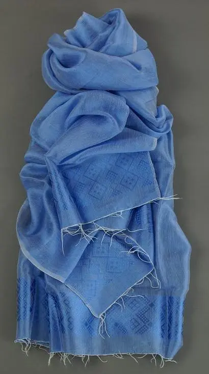 Echarpe équitable Bleue en coton éthiopien et rayonne tissée à la main