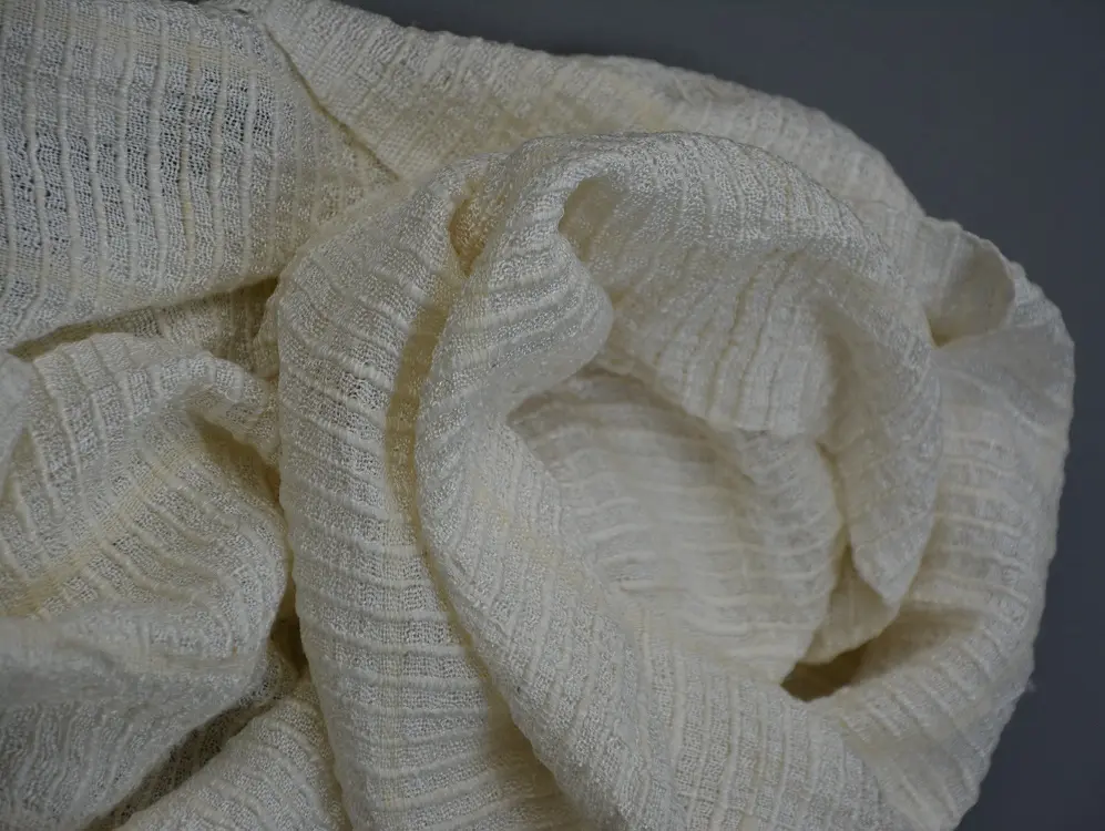 Echarpe éthiopienne Ecru 2 en pure soie sauvage tissée à la main
